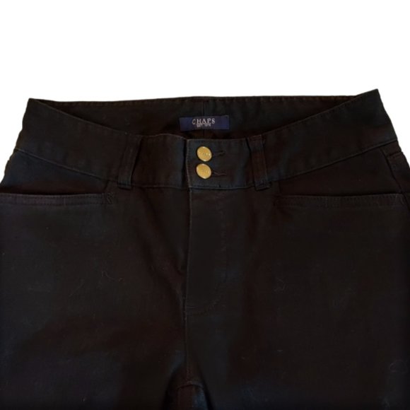 Chaps Black Denim Capri Jeans with Double Button Front Zip Closure Size 4 NWOT - Picture 3 of 6